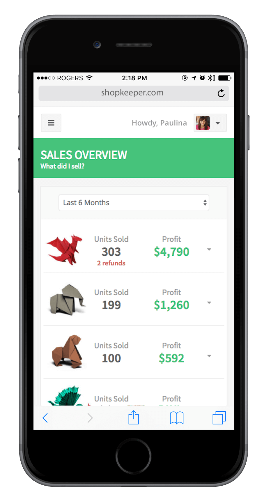 Sales Overview on Mobile