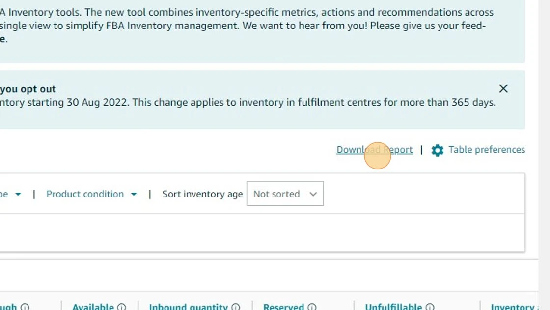 Inventory Aging on Amazon - Downloading the Aging Report