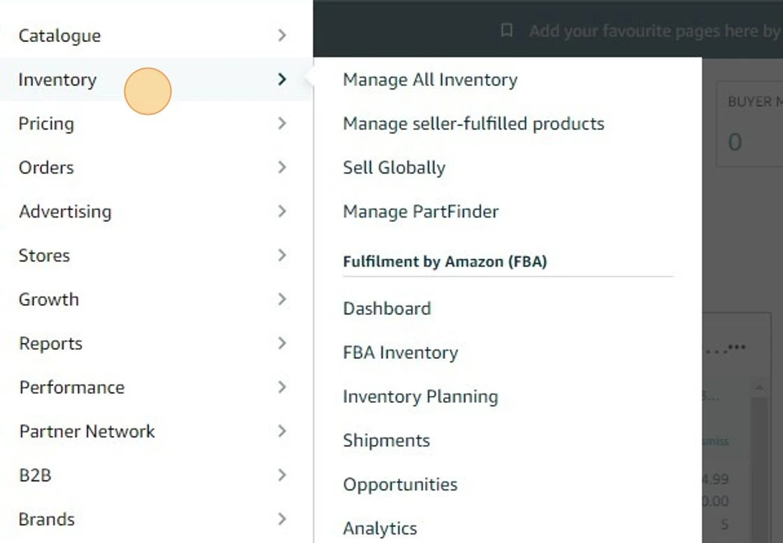Inventory Aging on Amazon - Selecting Inventory from the Menu