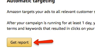 Amazon Advertising Manager Get Report Button