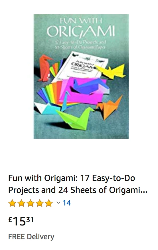 Fun with Origami Sold on Amazon UK