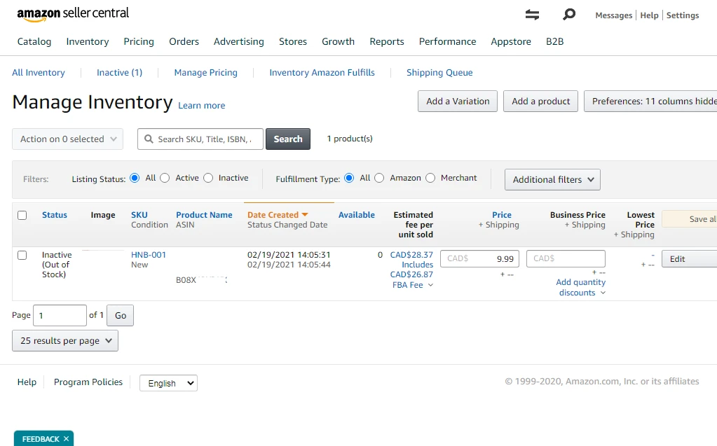How to List a Product on Amazon - Inventory Tab