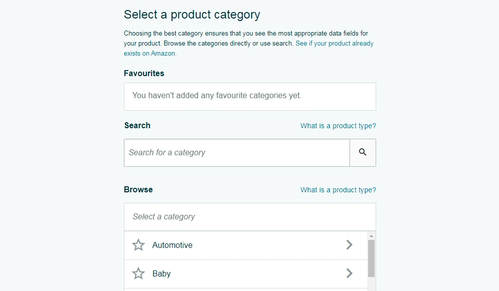 How to List a Product on Amazon - Select a Product Category