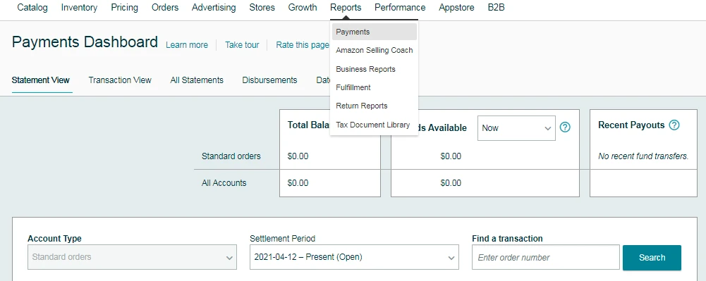 Amazon Seller Central - Payments Reports