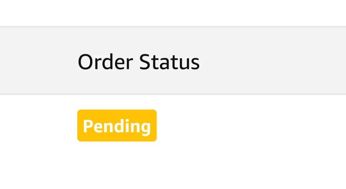 Order Status column showing a yellow Pending label