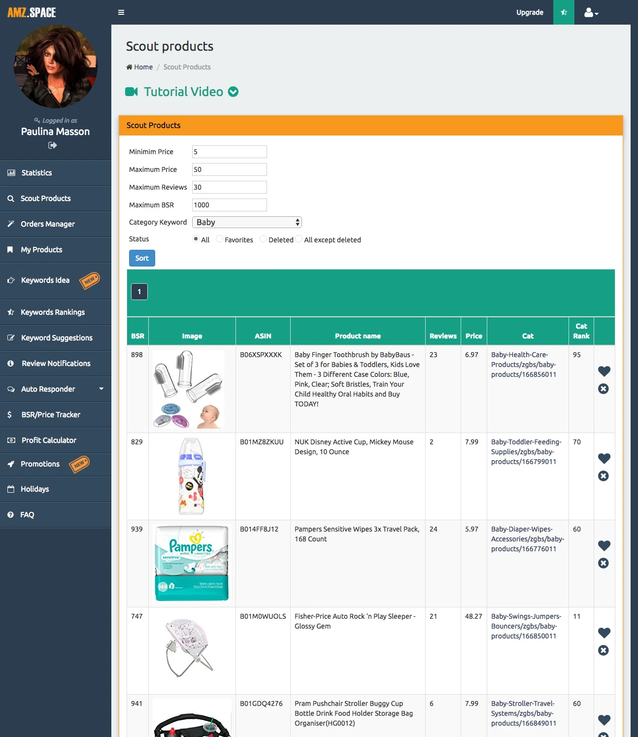AMZspace Product Scout Screenshot