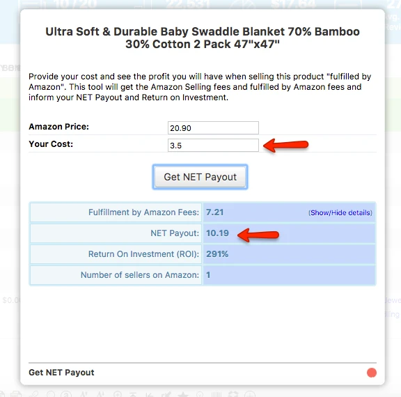 Asinspector Net Payout Calculator Screenshot