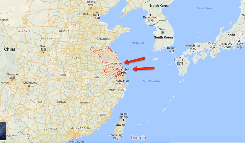 Jiangsu and Shanghai Map