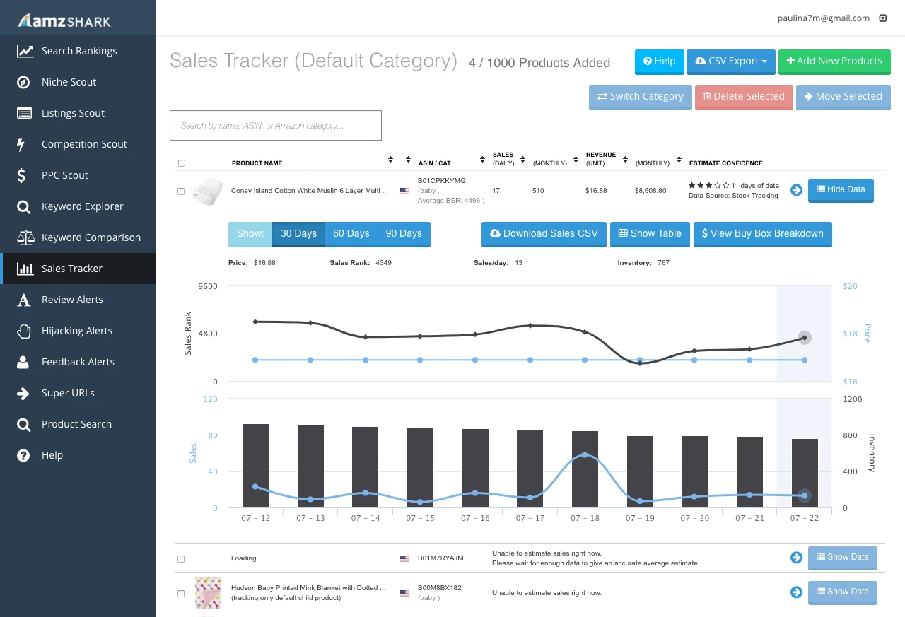 JungleScout Product Tracker Screenshot