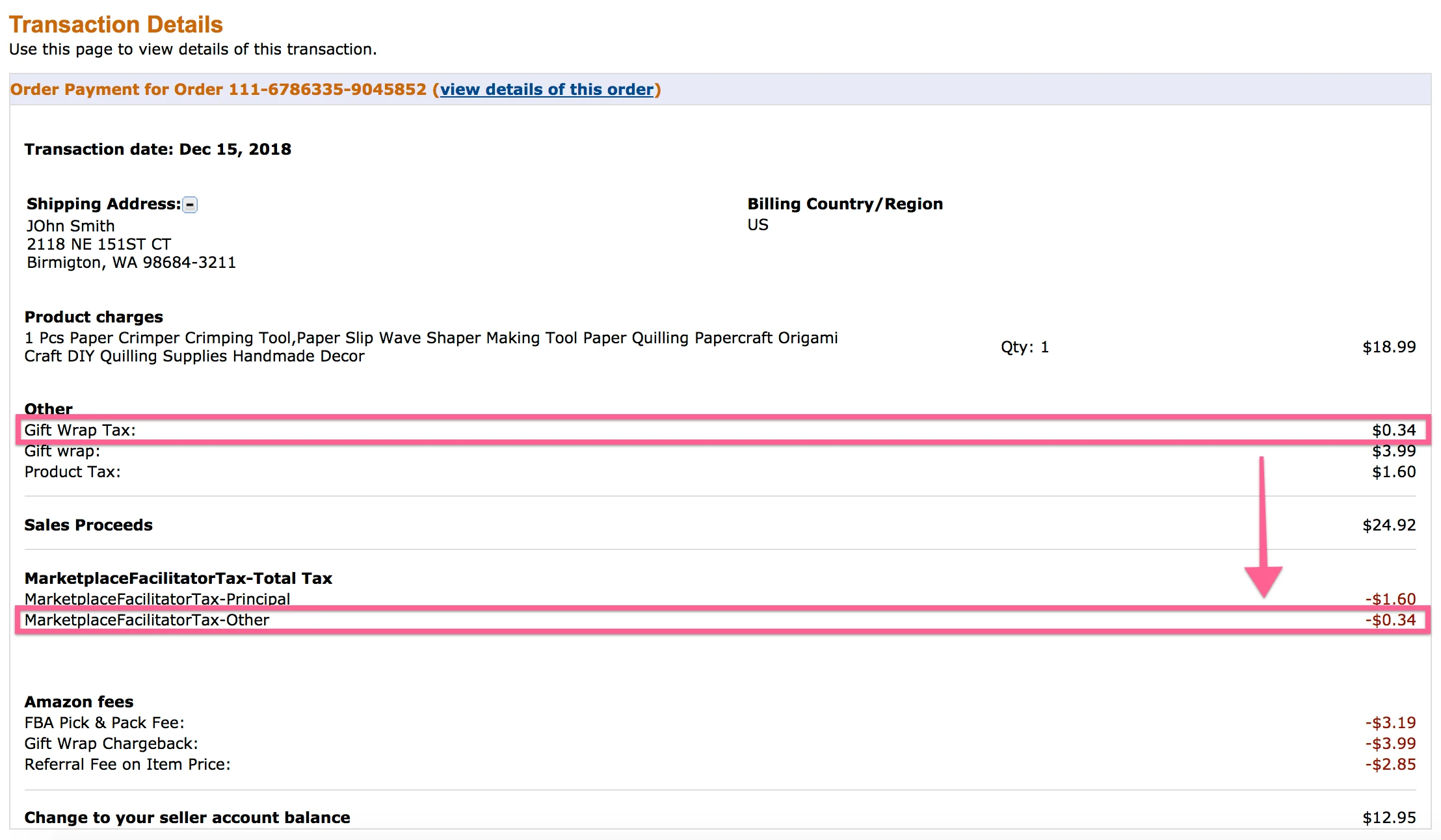MarketplaceFacilitatorTax-Other as Tax Chargeback