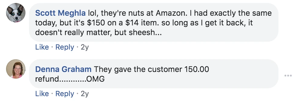 People complaining about refunds on Facebook