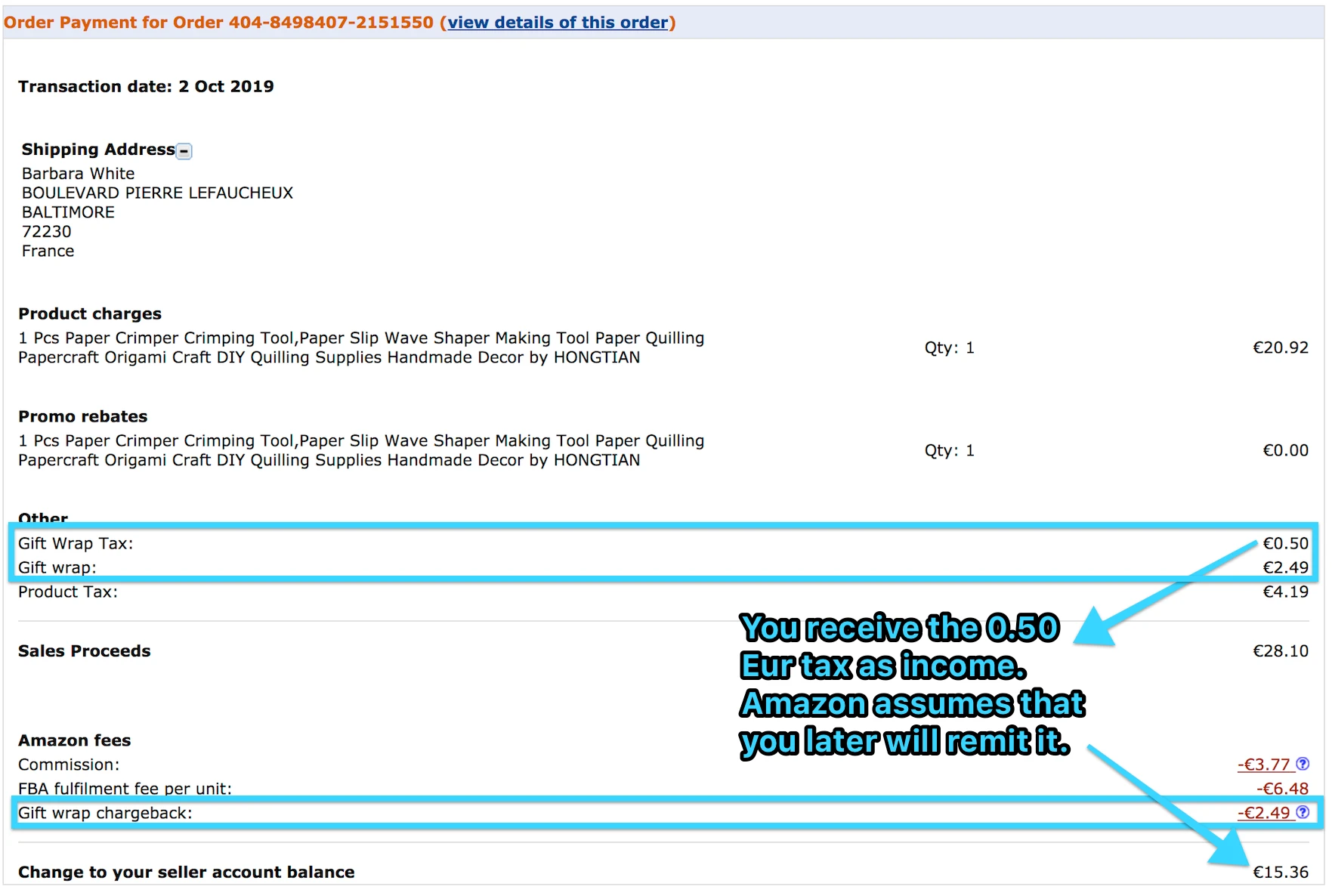 Seller Central Displaying Tax That You Will Remit Later