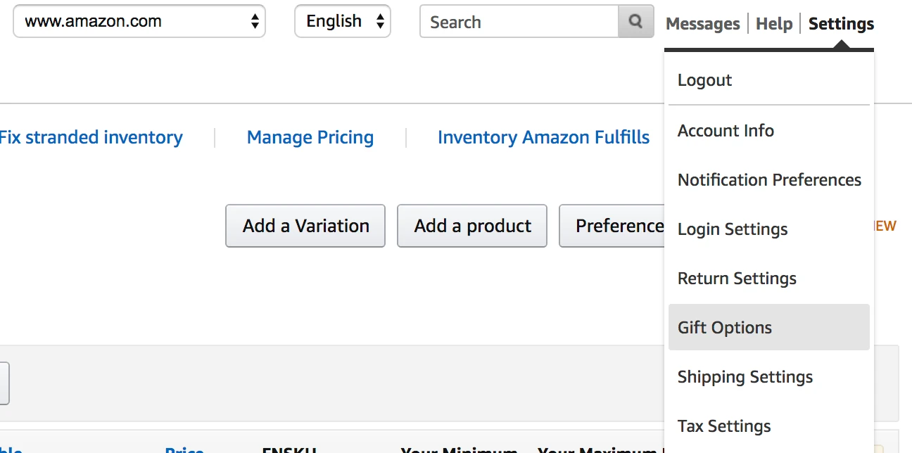 Seller Central Settings