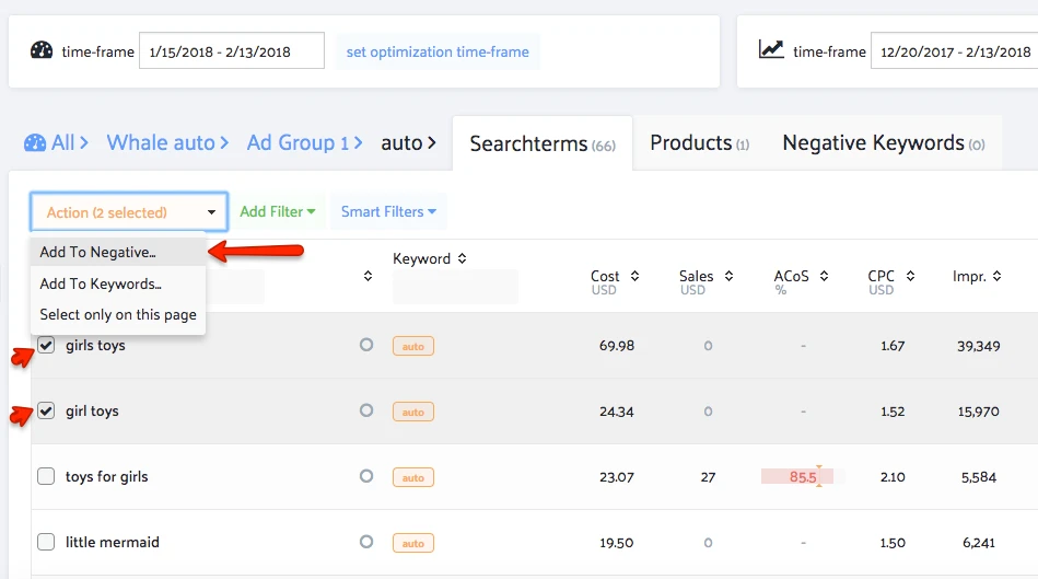 Sellics Screenshot Auto Campaign results